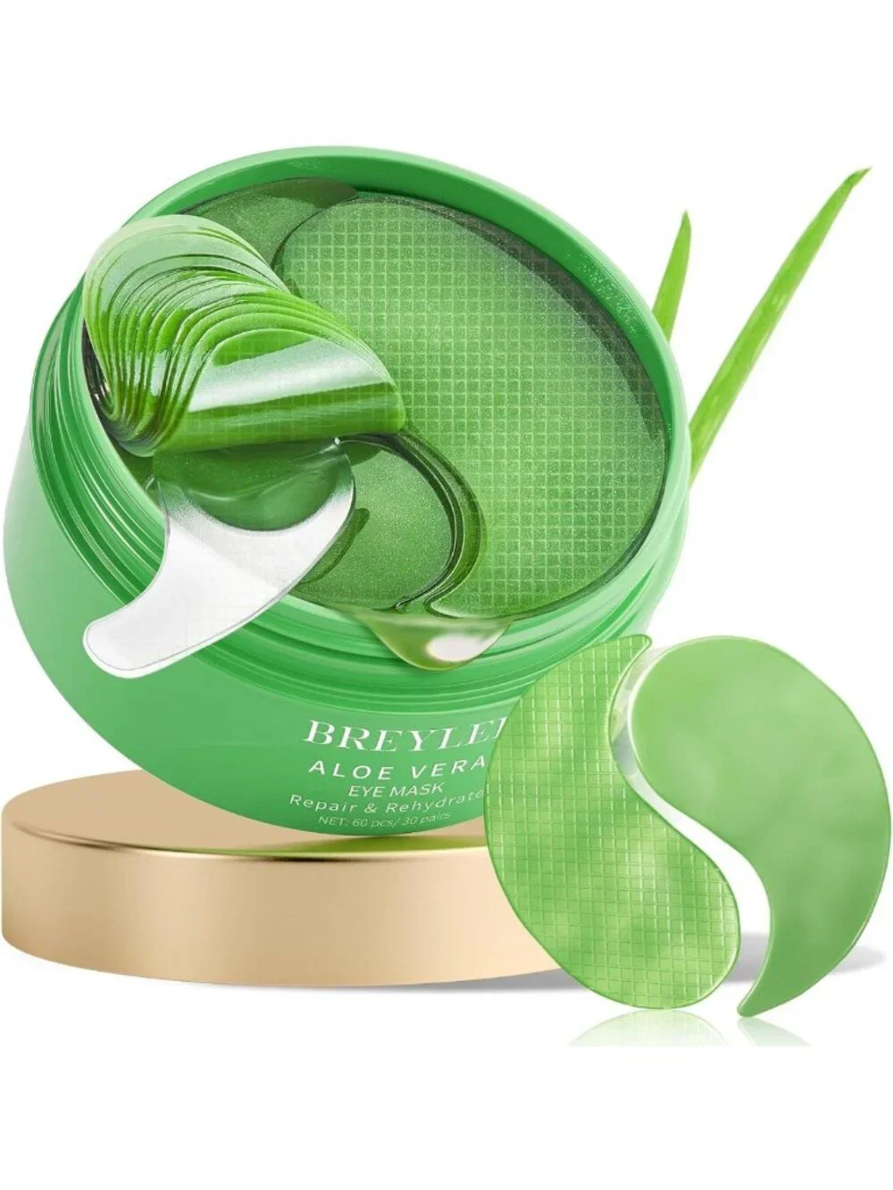 Aloe Vera Eye Masks - 60 Pcs for Puffy Eyes, Dark Circles & Wrinkle Reduction